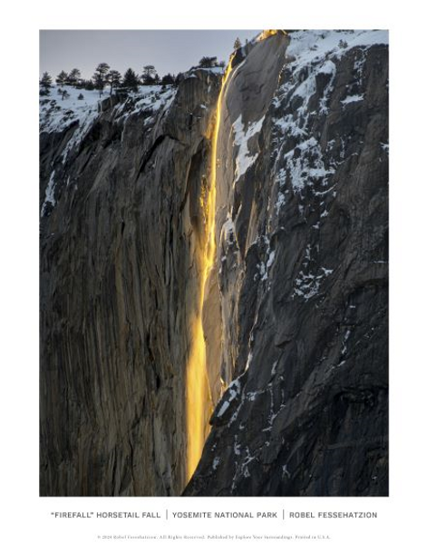 “Firefall No. 1” Horsetail Fall Poster (11 x 14 in.) - Robel Fessehatzion