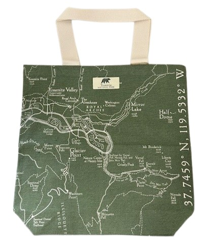 Yosemite Line Map Canvas Tote
