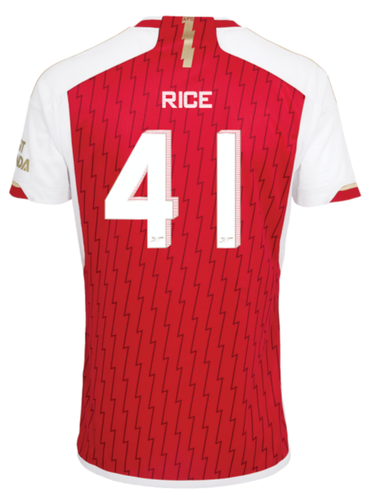 RICE #41 Arsenal 23/24 Authentic Men's Home Shirt - Arsenal Font