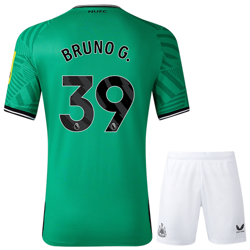 BRUNO G. #39 Newcastle United 23/24 Kid's Away Shirt and Shorts - PL Font
