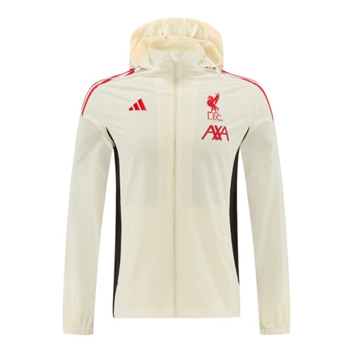Liverpool 25/26 Men's Cream Long Zip Windbreaker