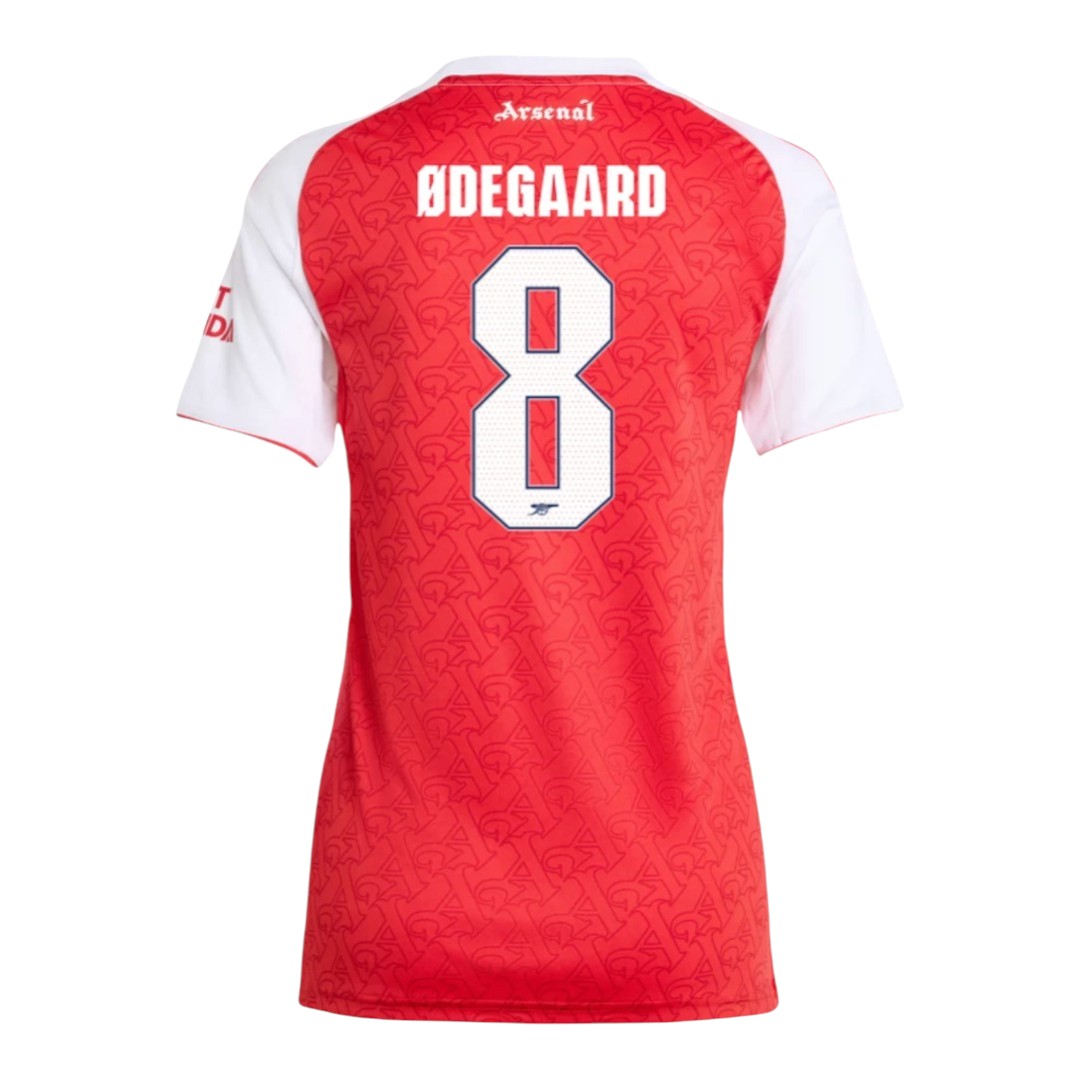 ØDEGAARD #8 Arsenal 25/26 Women's Home Shirt - Arsenal Font