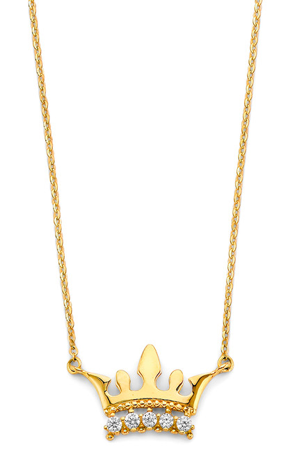 Crown wt stns Necklace