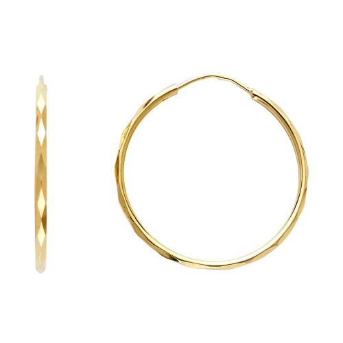 1.5mm Faceted Round Tube Hoop Earrings