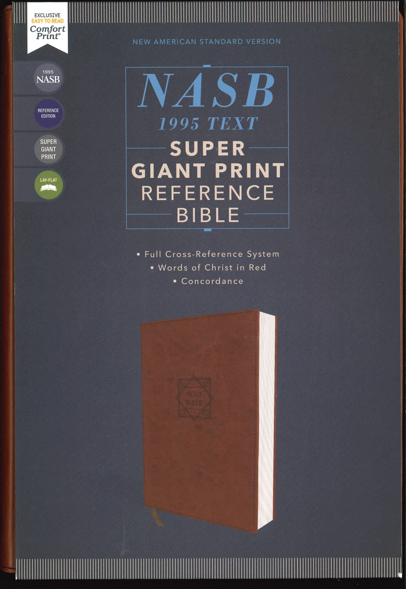 NASB, Super Giant Print Reference Bible, Leathersoft, Brown, Red Letter ...