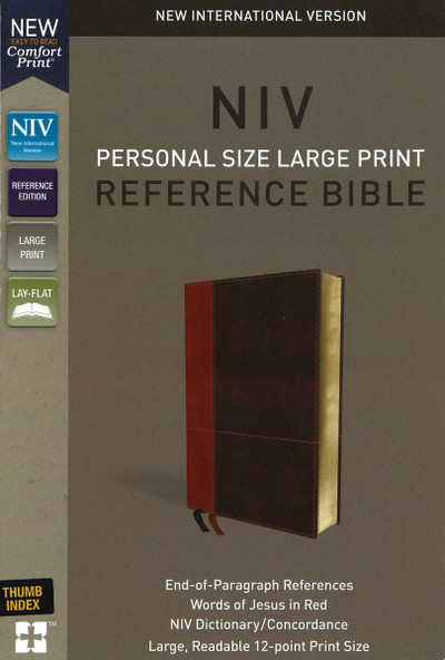 NIV, Personal Size Reference Bible, Large Print, Leathersoft, Tan/Brown, Red Letter Edition, Thumb Indexed, Comfort Print