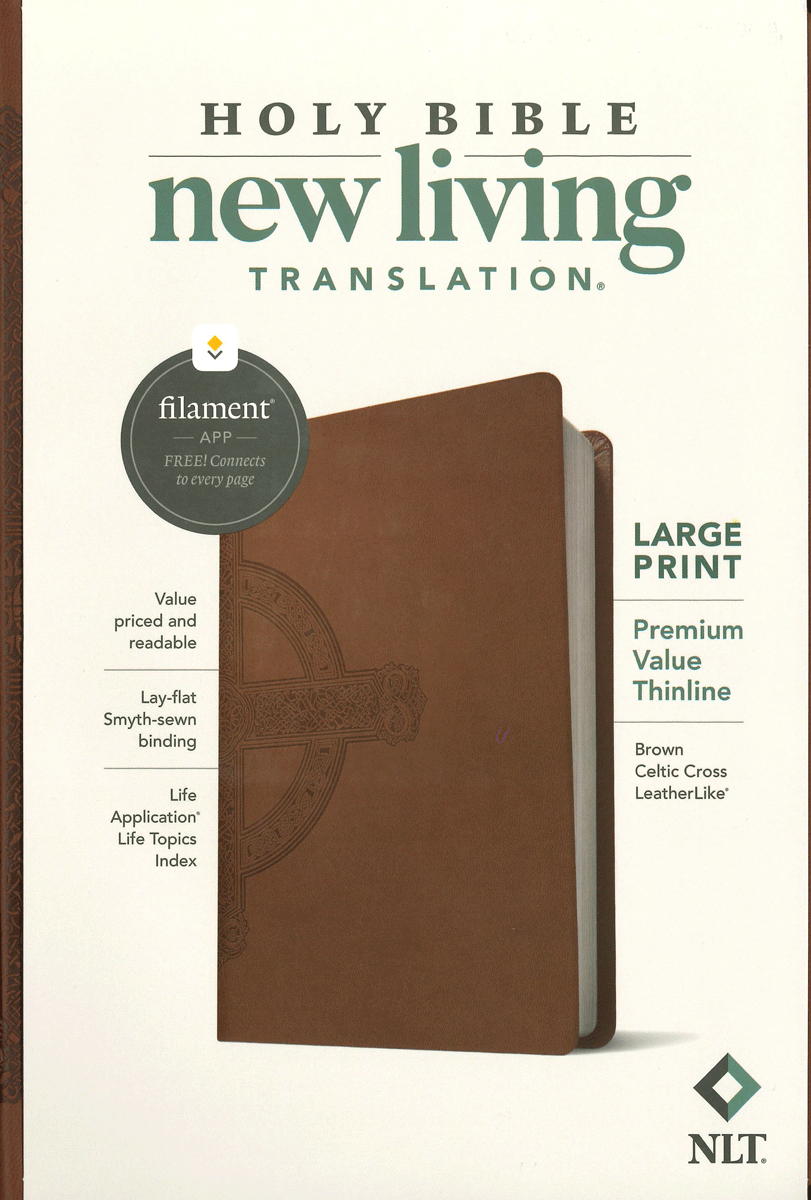 NLT Large Print Premium Value Thinline Bible, Leatherlike, Brown