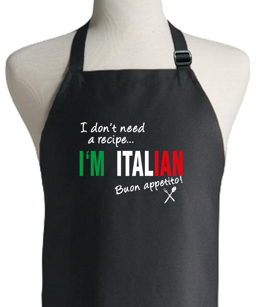 ITALIAN RECIPE BLACK APRON