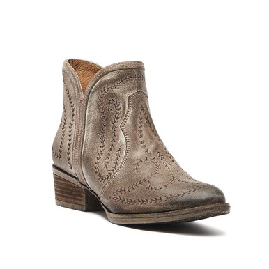 Women's Taupe Embroidered R-Toe Booties