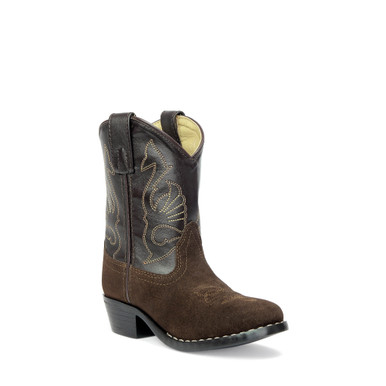 Kid's Brown Rough Out R-Toe Western Boot