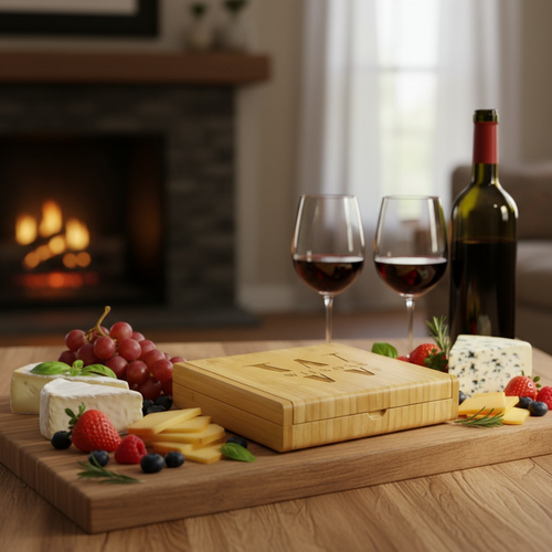 8" x 8" Bamboo Cheese Set with 4 Tools - Custom