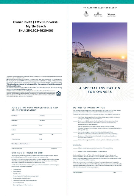 Owner Invite - TMVC Universal - Myrtle Beach