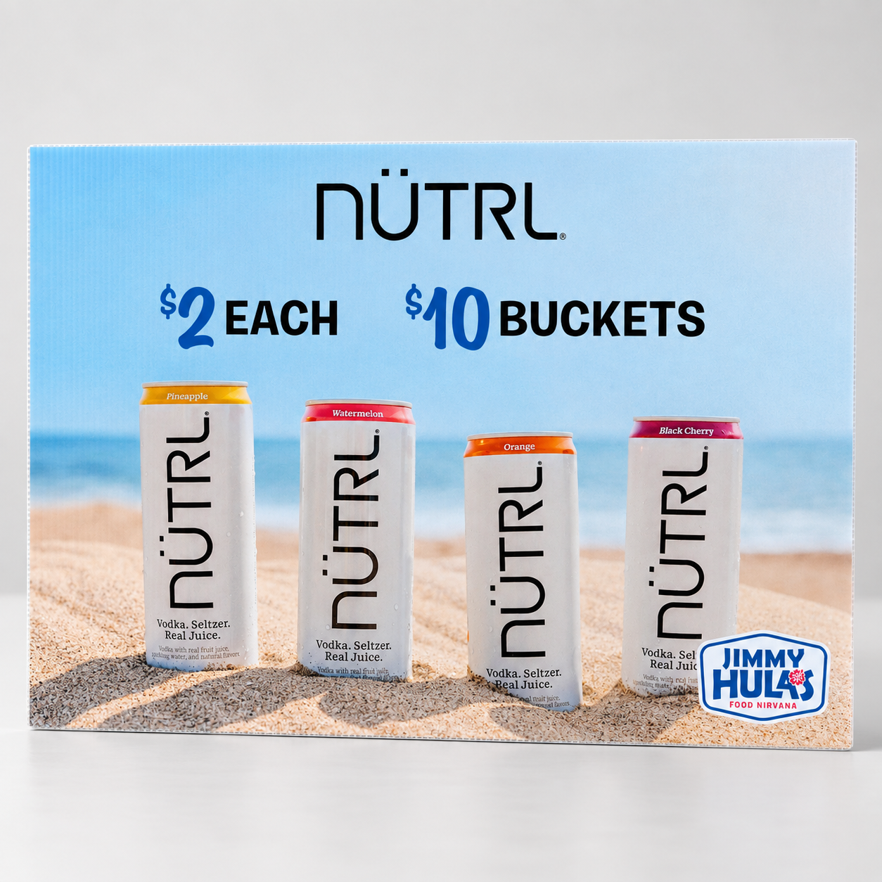 Jimmy Hula's NÜTRL promotional custom yard sign printed by REDBiRD PRINTING in Orlando, Florida