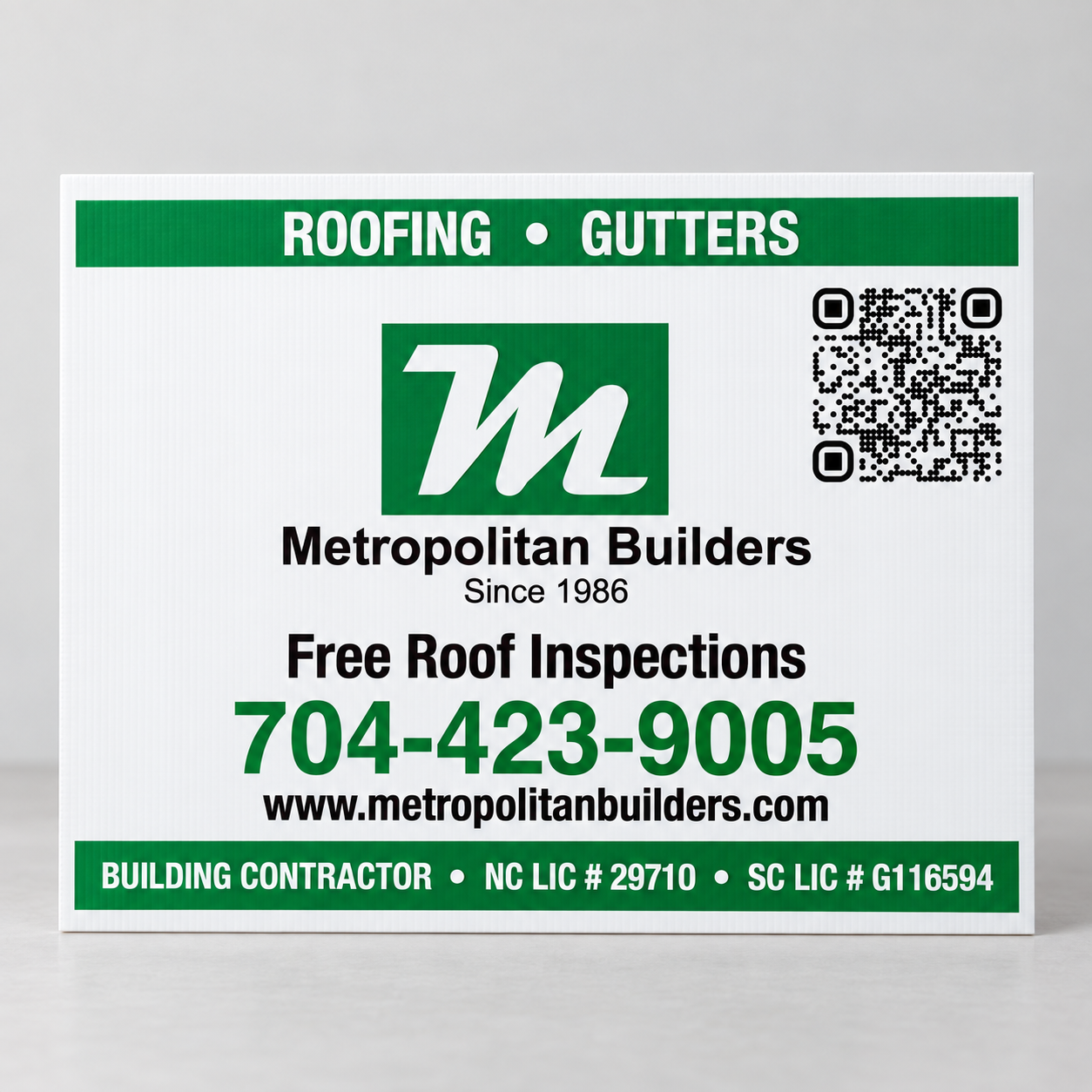 Metropolitan Builders custom yard sign printed by REDBiRD PRINTING in Orlando, Florida
