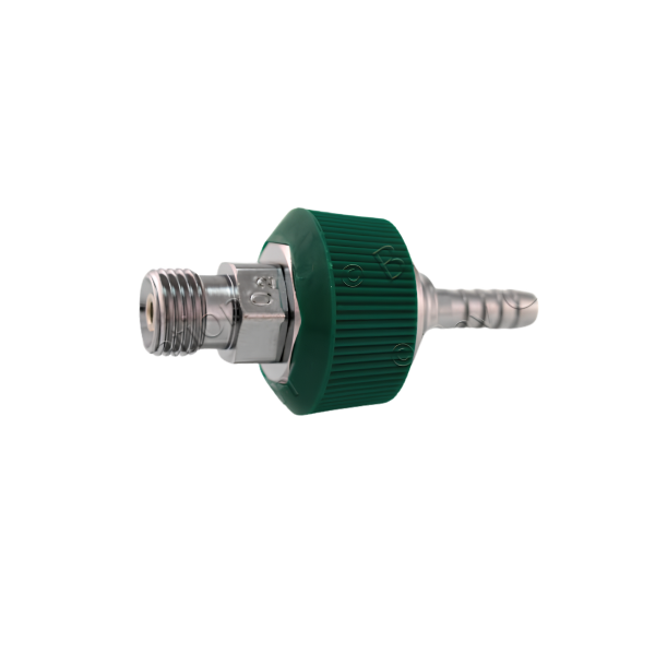 DISS 1240 Demand Check Unit (DV) Body Adaptor x 1/4" Hose Barb with Hand Grip Collar, O2