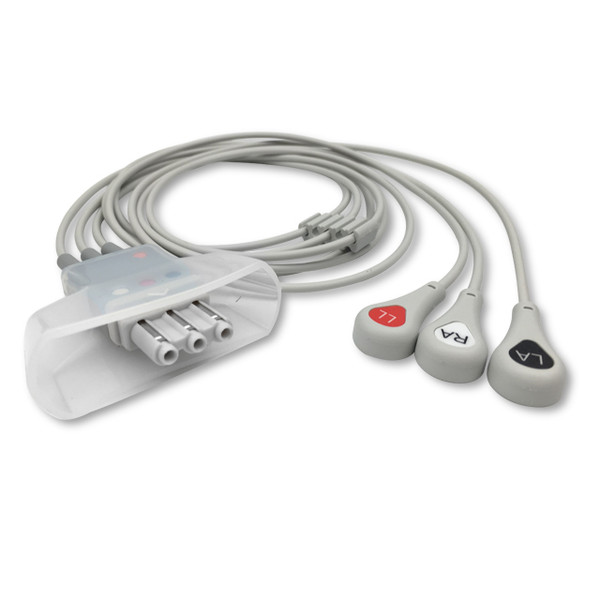 Philips Compatible ECG Telemetry Leadwires, 3-Lead, Adult/Pediatric, Snap, with Shower Shield - 989803151991