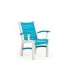 Bayshore Outdoor Dining Arm Chair White with Turquoise Accents