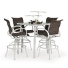 Madeira Outdoor Woven Bar Set in Textured White with Peppercorn Weave