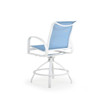 Madeira Outdoor Sling Counter Stool in Textured White with Dupione Poolside Sling