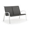 Madeira Outdoor Sling Loveseat in Textured White with Dupione Smoke Sling