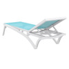 Pacific Sling Chaise Lounge in White and Turquoise