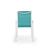 Madeira Outdoor Sling Dining Chair in Textured White with Dupione Lagoon Sling