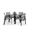 Reef Outdoor 5 Piece Dining Set with Glass Top in Midnight