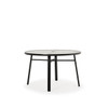 Madeira Outdoor 48" Round Glass Top Dining Table in Midnight Finish.