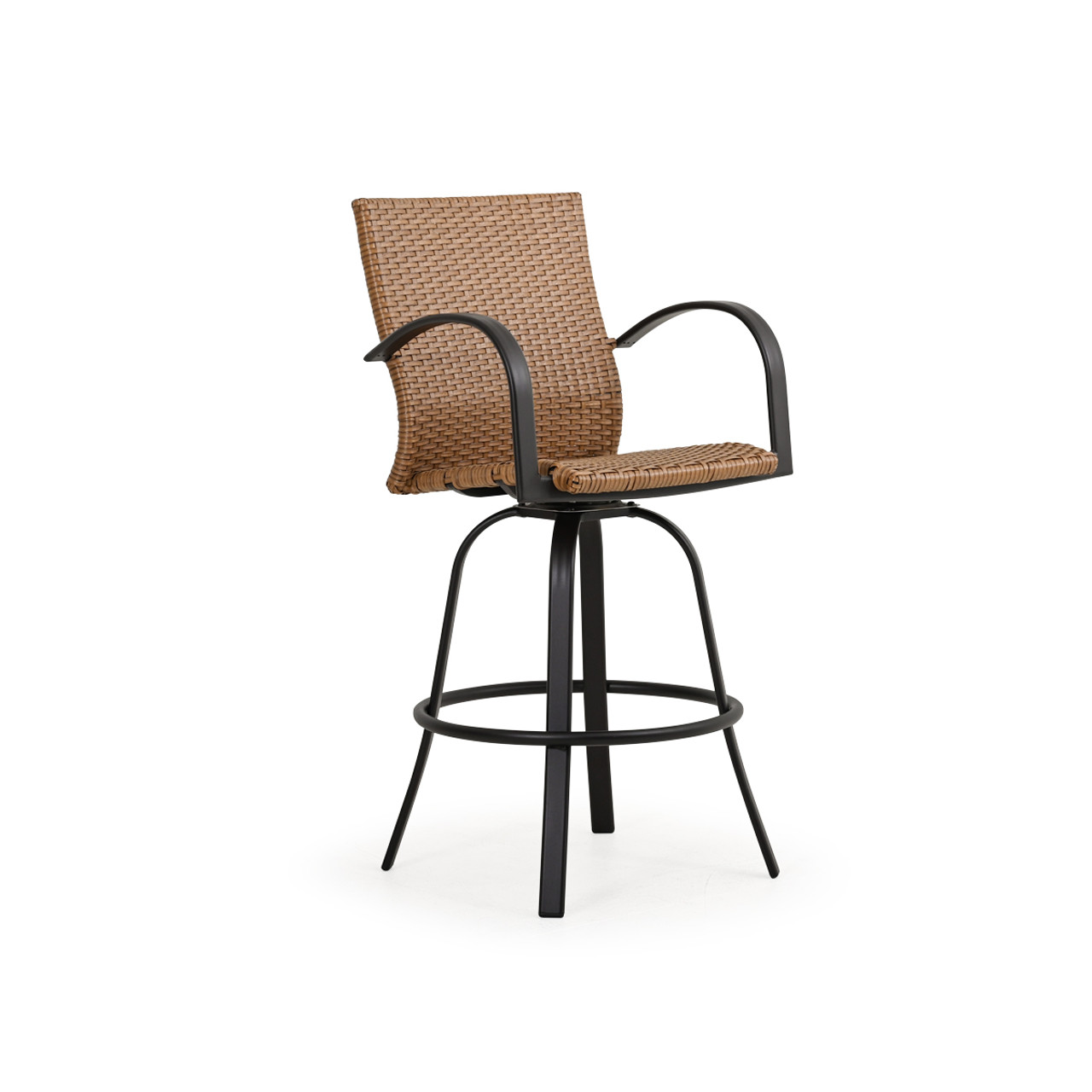 Empire Outdoor Wicker Bar Stool with Arms Leaders Furniture