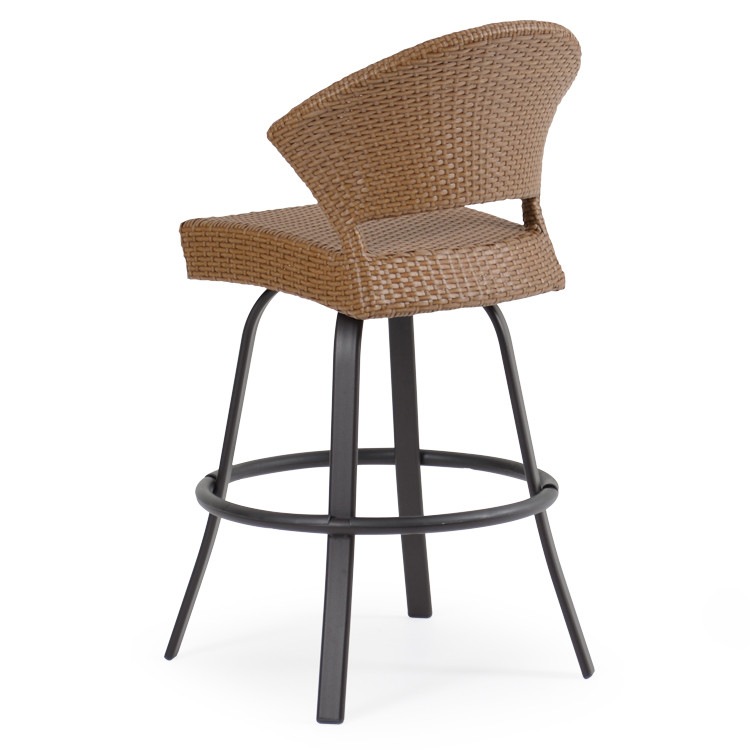 Empire Outdoor Wicker Bar Height Stool with Curved Back Leaders Furniture