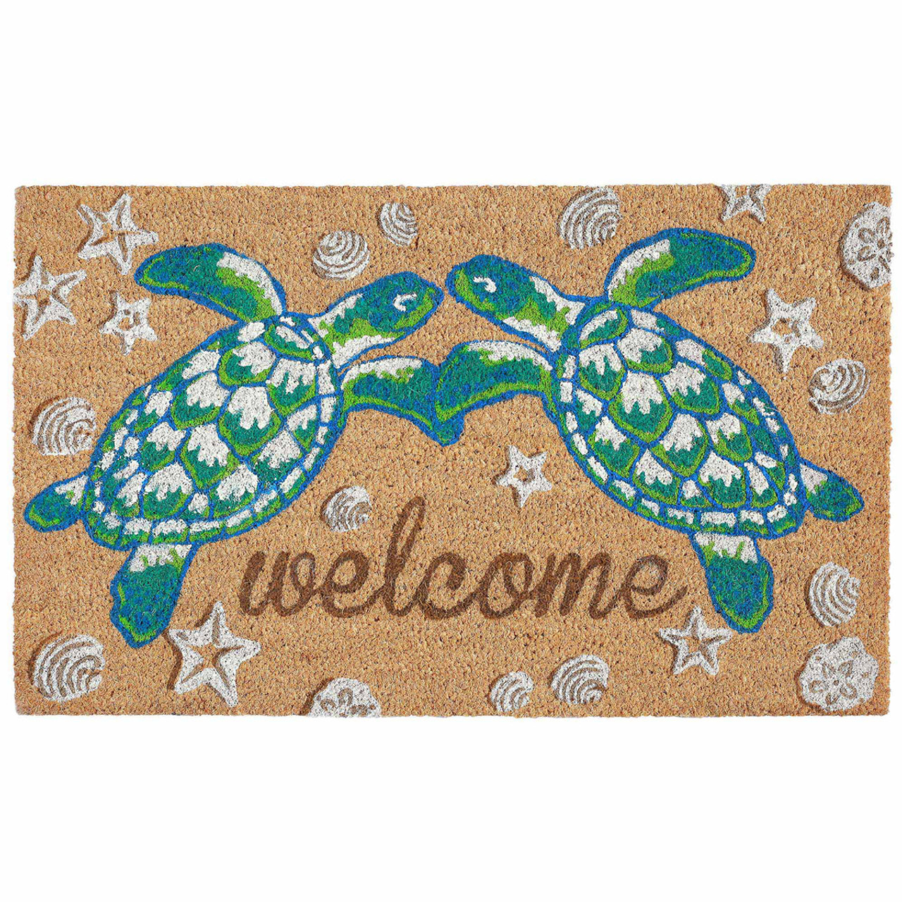 Coir Fiber Door Mat Indoor Entrance 24x36in Nautical Beach Ocean Theme  Underwater Turtle Rustic Coconut Door Mat Watercolor Front Door Rug Resist  Dirt