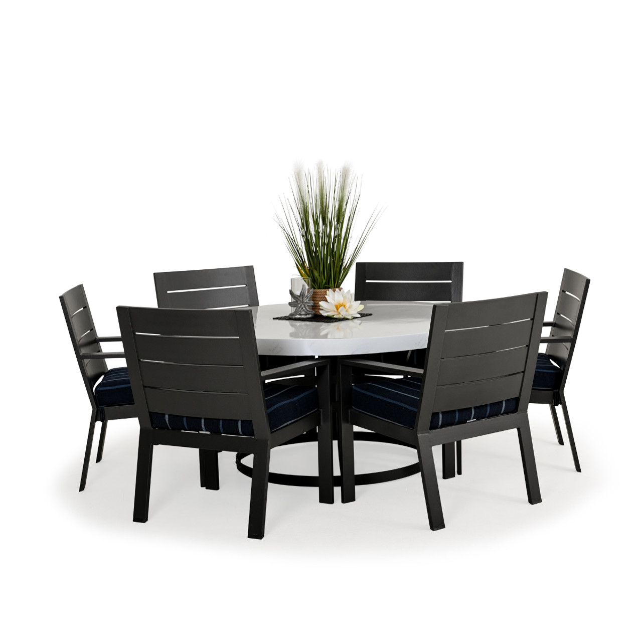 St Martin Outdoor 7 Piece Aluminum Dining Set with 60