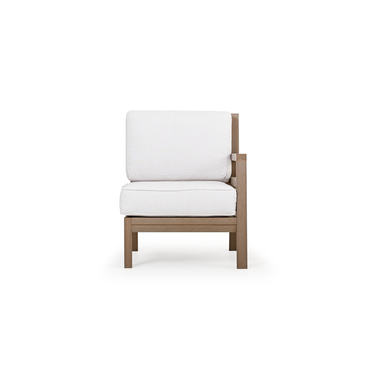 Maui Outdoor PoliSoul™ Right Facing Arm Chair in Weathered Teak