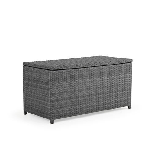 Kokomo Outdoor Wicker Storage Trunk in Oyster Grey Leaders Furniture