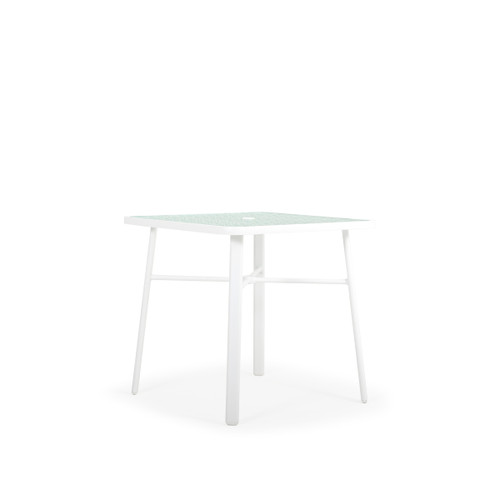 Madeira Outdoor 36" Square Glass Top Counter Height Table in Textured White