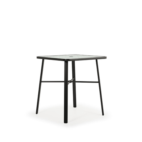 Cabana Outdoor 36" Square Glass Top Bar Height Table in Charcoal