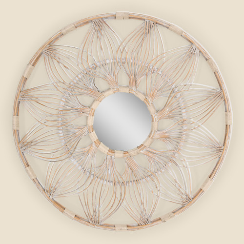 Rattan Frame Round Mirror