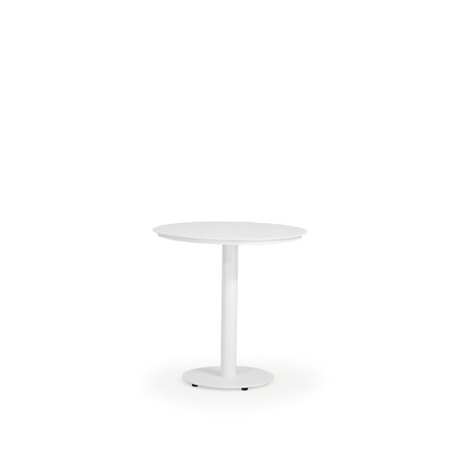 Madeira Outdoor 29" Round Aluminum Slat Top Bistro Table in Textured White Finish