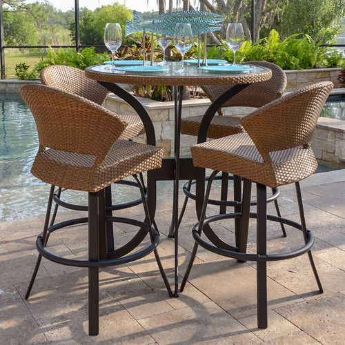 Empire Outdoor Wicker 5 Piece Bar Height Set - Leaders Casual Furniture