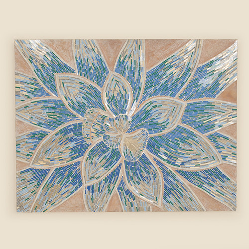 Indoor Blue Flower Mosaic Canvas Art Leaders Furniture