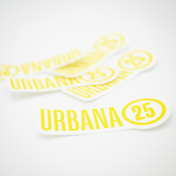 Urbana 25 Yellow Logo Sticker (pack of 5)