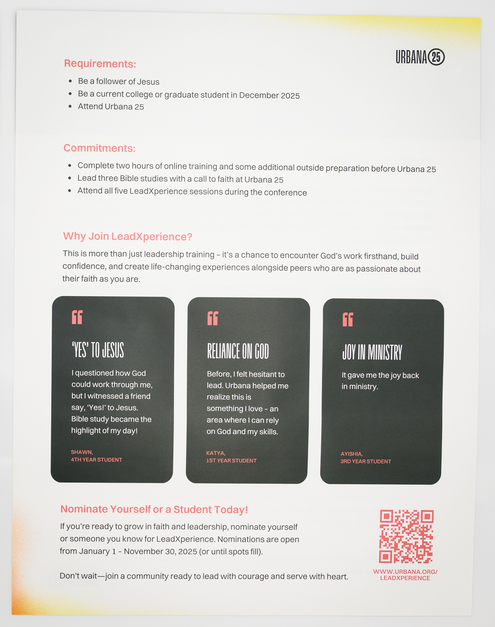 Urbana 25 LeadX Flyer (pack of 10)