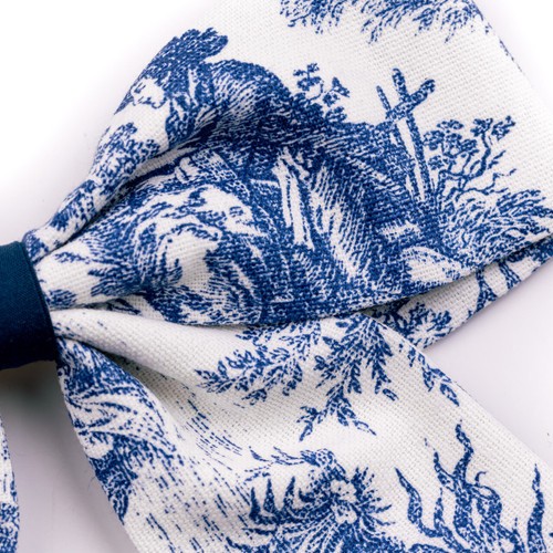 The Navy Toile Bow