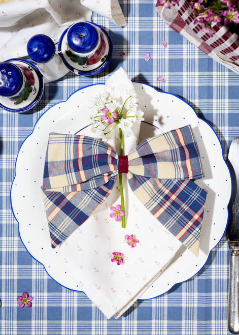 Marseille Indigo Plaid Napkin Rings, Set of 4