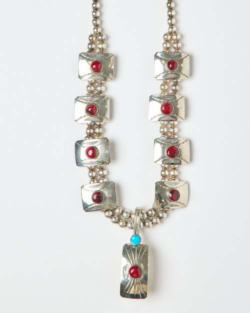 Nickel Silver Red Jasper & Turquoise