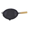 Plancha Bifera Nro 2 Rayada Enlozada Asadera Redonda Para Hornalla Iron Round Grill Roasting Griddle with Wooden Handle, 25.5 cm / 10.03" diam