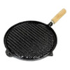 Plancha Bifera Nro 4 Rayada Enlozada Asadera Redonda Para Hornalla Iron Round Grill Roasting Griddle with Wooden Handle, 31 cm / 12.2" diam