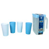 Family Kit ¡Vamos Argentina! 5L Plastic Pitcher + 2 Blue + 2 White Plastic Glasses Set, 5 L / 169 fl oz Capacity