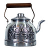 Pava Handmade Aluminum Kettle with Engraved Messi, Artisan Teapot, 100% Argentine Craft Diseño Messi Tres Estrellas