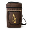 Thermos Carrier Bag in Airplane Fabric with Front Pocket and Brown Printed Design, 30 cm / 11.8'